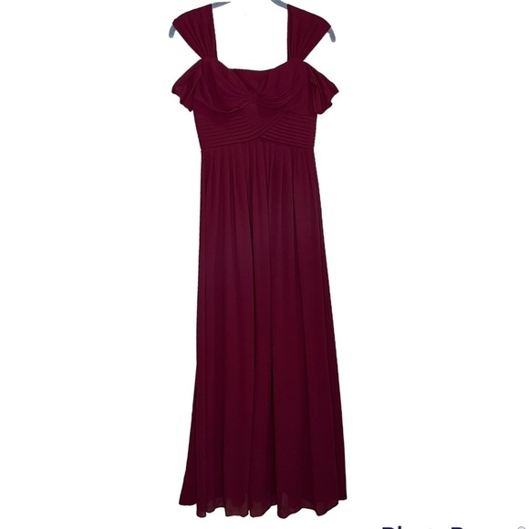 Lulus maxi dress burgundy cherry red make me move wedding guest long gown xs - Picture 5 of 9